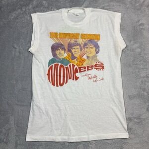 Vtg The Monkees 20th Anniversary Tour Shirt Men Large White Sleeveless Thin 1986
